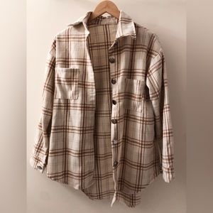 Women’s Long Sleeve Plaid Shirt Pocket Jacket
